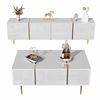 Modern High-gloss TV Cabinet TV Stand and Coffee Table Set for Living Room,White