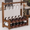 Bamboo Wine Rack Free Standing Bottle Shelf Hanging Cup Stand Storage Display UK