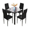 Tempered Glass Dining Table & 4 Faux Leather Chairs Kitchen Table Home Furniture