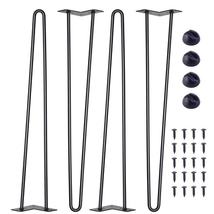 4Pcs Hairpin Table Legs Durable DIY Furniture Metal Table Legs w/ Screws & Feet