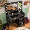 Black Dressing Table with LED Lights, Mirror, Adjustable Brightness, Vanity desk