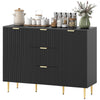 Sideboard Buffet Cabinet w/ 3 Drawers and Adjustable Shelves, Black