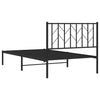 Metal Bed Frame with Headboard Black 100x190 cm