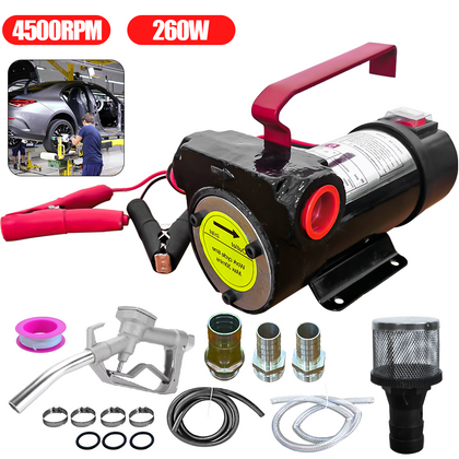 12V 260W Diesel Electric Fuel Transfer Pump Oil Dispenser with Nozzle Hoses Kit