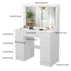 White Dressing Table with LED Lights Mirror 7 Drawers Vanity Makeup Desk Set NEW