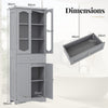 Kitchen Pantry Cabinet 160cm Bathroom Storage Cabinet-Grey