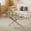 Modern Clear Tempered Glass Top Coffee Table Chrome Legs Living Kitchen Tables