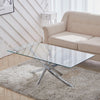 120cm Rectangle Glass Coffee Table Modern Office Living Room Furniture X Legs UK