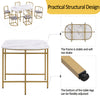 Dining Table and Chairs Set 6 Kitchen Table with MDF White Marble Tabletop Gold