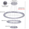K9 Crystal 3-Rings Chandelier LED Lamp Pendant Lights Ceiling Light cool white