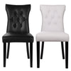 Black/White Dining Chairs High Wing Back Side Chair Button Decorated Bistro Seat