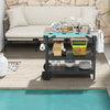 3-Tier Foldable Outdoor Cart Movable Multifunctional Flattop Worktable 2 Wheels