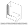 Over Bath Shower Screen 4 Folding Black Frame Safety Clear Glass Panel 1000x1400