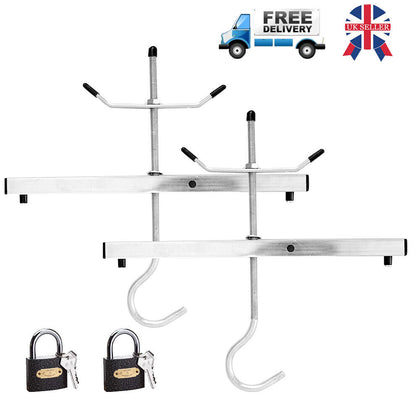 2 Locks Universal Heavy Duty Ladder Roof Rack Clamp Clamps Lockable Safe Ladders