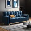 Royal Blue Velvet Convertible Sofa Bed 3 Seater Futon & 2 Bolster Pillows