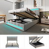 Double Bed Upholstered Bed Grey Fabric Gas Lift Ottoman Storage Bed Frame 4ft6