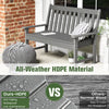 Outdoor Garden Bench All-Weather HDPE Patio Chair Ergonomic Loveseat Grey