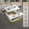 Square Coffee Table with LED Lights Cocktail Sofa Table for Living Room White
