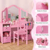 Princess Dressing Table Kids Vanity Desk & Chair Set-Pink