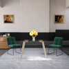 Rectangular Dinner Table Kitchen Dining Room Table Glass Top + Wood Effect Legs