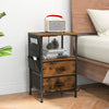 Industrial Bedside Table Charging Station End Table Nightstand w/2 Drawer