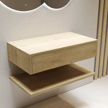 800mm Wood Effect Wall Hung Countertop Vanity Shelves - Lugo LUGOAK800