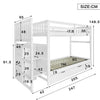 Triple Sleeper Kids Bunk Bed 3FT Wooden Frame w/ Trundle Bed & Chest of Drawers