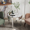 Elegant Round Mirrored Coffee Table with Crystal Inlay Bling Silver Accent Table