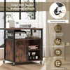 Metal Frame Printer Stand w/ Lockable Side Cabinet & Adjustable Shelves-Coffee