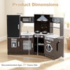 Toy Kitchen Playset Corner Wooden Play Kitchen with Storage-Coffee