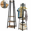 Industrial Coat Rack Stand Bench Hallway Furniture 8 Hooks Shoe Storage Shelves