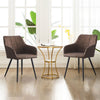 Set of 2 Faux Leather Dining Chairs Brown Armchair Kitchen Restaurant Modern