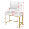 White Dressing Table with LED Lights Mirror Drawers Vanity Make Up Desk Bedroom