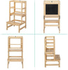 3-IN-1 Kids Toddler Wooden Learning Tower Kitchen Step Stool with Blackboard