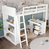 Single Pine Wood Loft Bed Frame High Sleeper Bunk Bed Cabin Bed with Study Desk