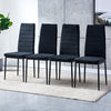4Pcs Black Velvet Dining Chairs Kitchen Dinning Room Metal Leg Padded Seat Home