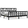 Bed Frame with Headboard Black 200x200 Solid Wood V5N9