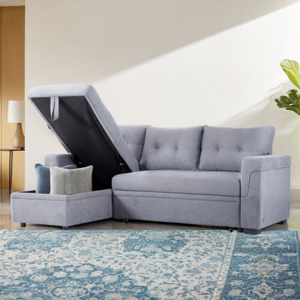 3 Seater Corner Sofa Bed w/Storage Convertible Pull Out Sofa Bed for Living Room