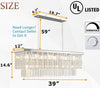 Rectangular Crystal Chandeliers for Dining Room, Modern Farmhouse Rectangle 1...