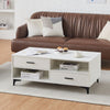 White Coffee Table with Storage 4 Drawers Shelf Home Office Lounge Metal Legs