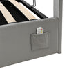 Upholstered Bed Frame Ottoman Grey Plush Velvet Fabric With Storage 4FT6 Double