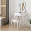 Dressing Table Set Vanity Stool 3 Drawer Makeup Desk Bedroom Small Space White