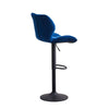 2x Blue Velvet Breakfast Bar Stools Swivel Gas Lift Chairs Kitchen Pub Chair