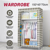 Large Canvas Fabric Wardrobe Clothes Shelving With Hanging Rail Cupboard