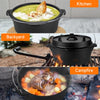 Large Camping Stew Dutch Oven Stockpot Campfire Seasoned Pot with Lid Handle NEW