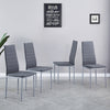 4x Grey Faux Leather Dining Chairs&Round Tempered Glass Silver Legs Dining Table