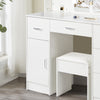 White Dressing VanityTable Wood Makeup Desk with LED Mirror 5 Drawers Stool