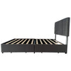 Double Bed Frame with 4 Storage Drawers Upholstered Headboard with USB, Grey
