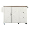 Kitchen Island on Wheels Drop-Leaf Worktop Utility Storage Cart with Drawers
