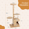Wooden Cat Tree 129cm Tall Cat Tower 4-Layer Cat Activity Center Solid Wood Post